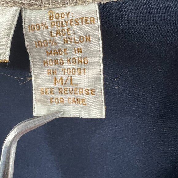 Vintage Victorias Secret Womens Pajama Top Medium Blue Button Front Gold Label - Picture 5 of 9